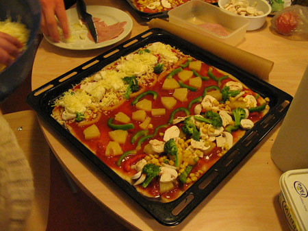 Homemade pizza for party celebrations and private events